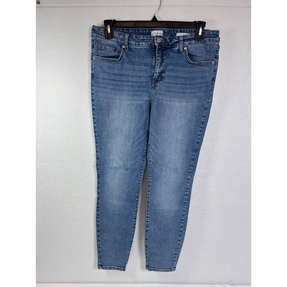 Wonderly Womens Mid-Rise Skinny Jeans Medium Wash Blue Size 14R RN31104